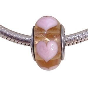 Pandora Rose with Pink Hearts Charm Retired 925 Silver